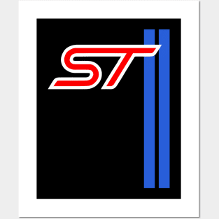 Ford ST - sports technologies performance blue racing stripe Posters and Art